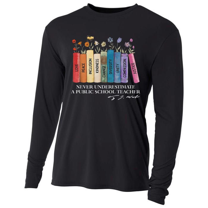 Floral Books Never Underestimate A Public School Teacher Cooling Performance Long Sleeve Crew