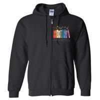 Floral Books Never Underestimate A Public School Teacher Full Zip Hoodie