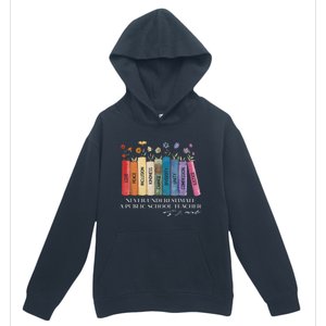 Floral Books Never Underestimate A Public School Teacher Urban Pullover Hoodie