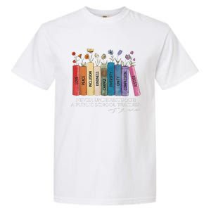 Floral Books Never Underestimate A Public School Teacher Garment-Dyed Heavyweight T-Shirt