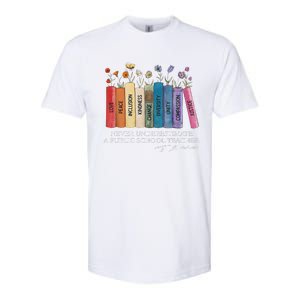 Floral Books Never Underestimate A Public School Teacher Softstyle CVC T-Shirt