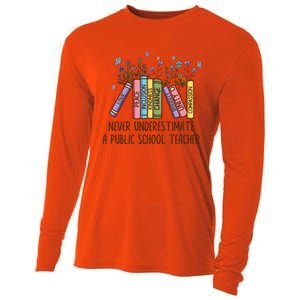 Floral Books Never Underestimate A Public School Teacher Cool Gift Cooling Performance Long Sleeve Crew