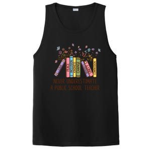 Floral Books Never Underestimate A Public School Teacher Cool Gift PosiCharge Competitor Tank