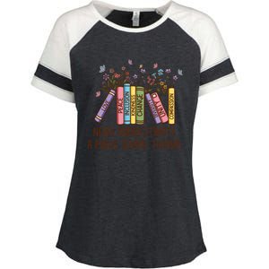 Floral Books Never Underestimate A Public School Teacher Cool Gift Enza Ladies Jersey Colorblock Tee