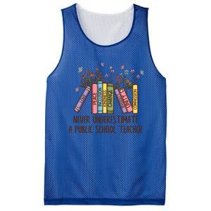 Floral Books Never Underestimate A Public School Teacher Cool Gift Mesh Reversible Basketball Jersey Tank