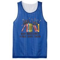 Floral Books Never Underestimate A Public School Teacher Cool Gift Mesh Reversible Basketball Jersey Tank