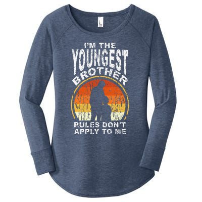 Funny Brother National Siblings Day Youngest Brother Rules Women's Perfect Tri Tunic Long Sleeve Shirt