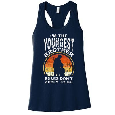 Funny Brother National Siblings Day Youngest Brother Rules Women's Racerback Tank