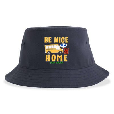 Funny Be Nice To Me It's A Long Walk Home Be Nice to Bus Driver Sustainable Bucket Hat