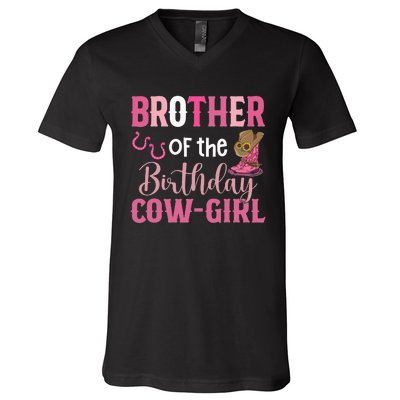 funny Brother Of The Birthday Cow 1st Birthday V-Neck T-Shirt