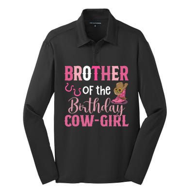 funny Brother Of The Birthday Cow 1st Birthday Silk Touch Performance Long Sleeve Polo