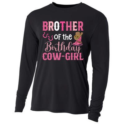 funny Brother Of The Birthday Cow 1st Birthday Cooling Performance Long Sleeve Crew