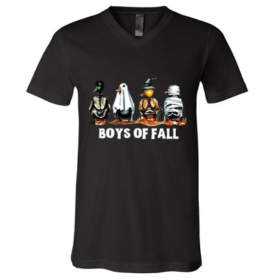 Funny Boy Of Fall Duck Hunting Halloween Costume Duck Lover V-Neck T-Shirt