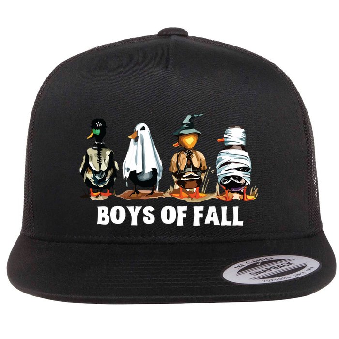 Funny Boy Of Fall Duck Hunting Halloween Costume Duck Lover Flat Bill Trucker Hat