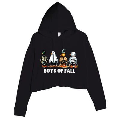 Funny Boy Of Fall Duck Hunting Halloween Costume Duck Lover Crop Fleece Hoodie