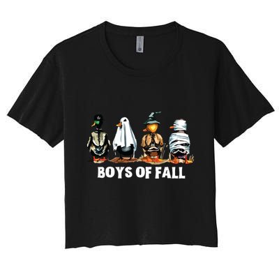 Funny Boy Of Fall Duck Hunting Halloween Costume Duck Lover Crop Top