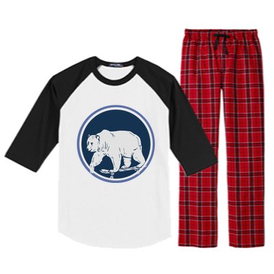 Funny Bear On Skate Raglan Sleeve Pajama Set