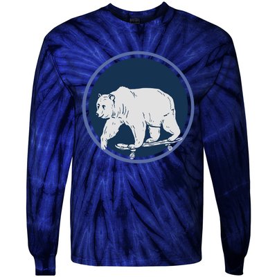 Funny Bear On Skate Tie-Dye Long Sleeve Shirt