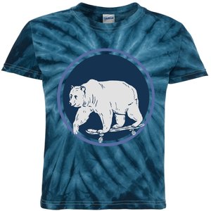 Funny Bear On Skate Kids Tie-Dye T-Shirt