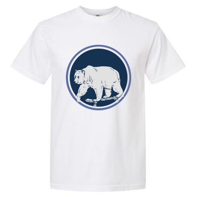 Funny Bear On Skate Garment-Dyed Heavyweight T-Shirt