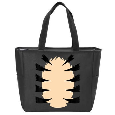 FRONT & BACK Orange Tiger Costume DIY Halloween Costume Zip Tote Bag