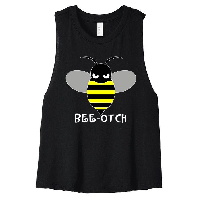 FUNNY BEE OTCH BITCH Women's Racerback Cropped Tank