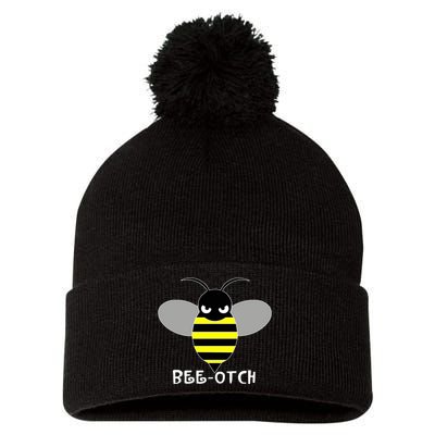 FUNNY BEE OTCH BITCH Pom Pom 12in Knit Beanie