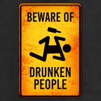 Funny Beware Of Drunken People Road Sign 7 Panel Mesh Trucker Snapback Hat