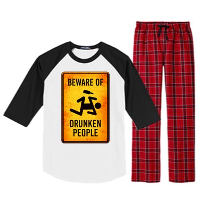 Funny Beware Of Drunken People Road Sign Raglan Sleeve Pajama Set