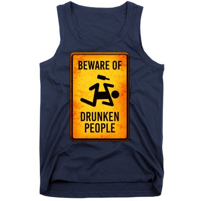 Funny Beware Of Drunken People Road Sign Tank Top