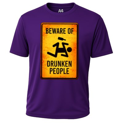 Funny Beware Of Drunken People Road Sign Performance Shirt