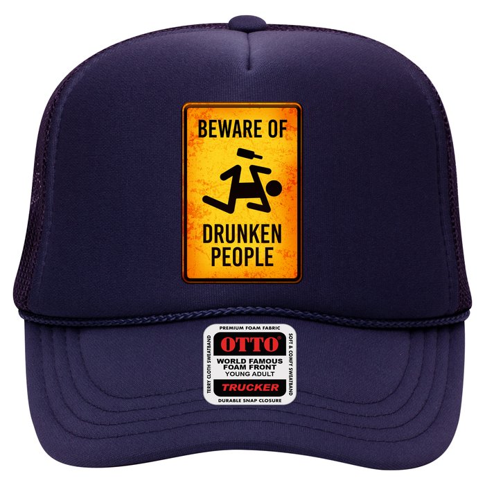 Funny Beware Of Drunken People Road Sign Trucker Hat