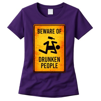 Funny Beware Of Drunken People Road Sign Womens T-Shirt