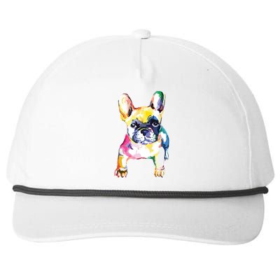 French Bulldog Original Watercolor Hand Drawing Gift Snapback Five-Panel Rope Hat