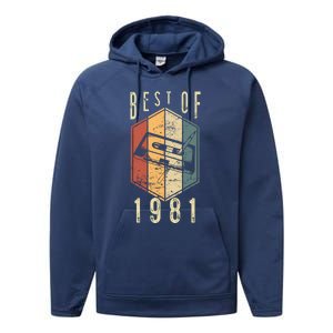 Funny Best Of 1981 41 Year Old Gifts Cassette Tape 41st Birthday 1 Performance Fleece Hoodie