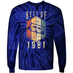 Funny Best Of 1981 41 Year Old Gifts Cassette Tape 41st Birthday 1 Tie-Dye Long Sleeve Shirt