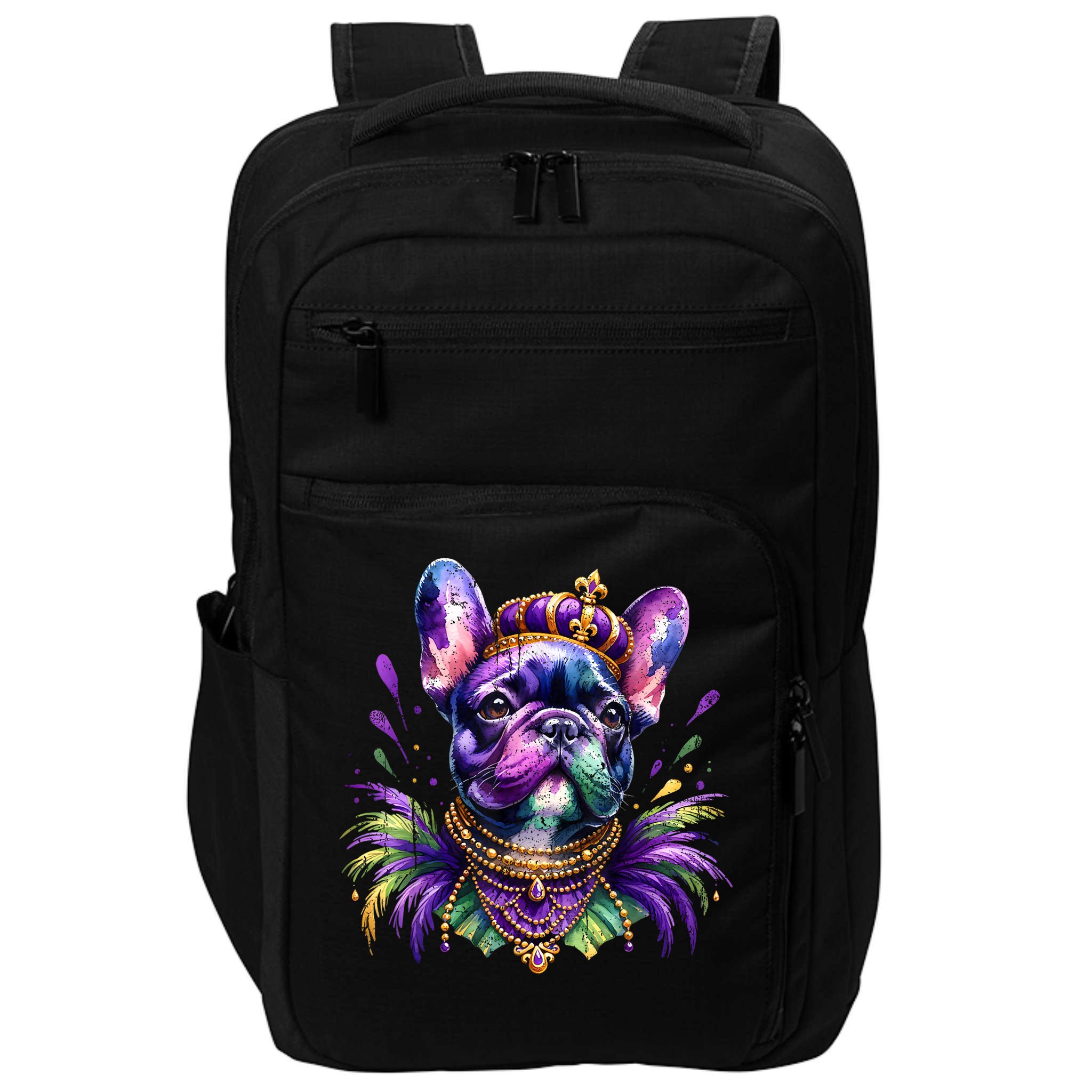 French Bulldog Owners With Mardi Gras Watercolor Dog Lovers Gift Retro Impact Tech Backpack