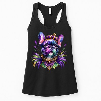 French Bulldog Owners With Mardi Gras Watercolor Dog Lovers Gift Retro Womens Tank Top