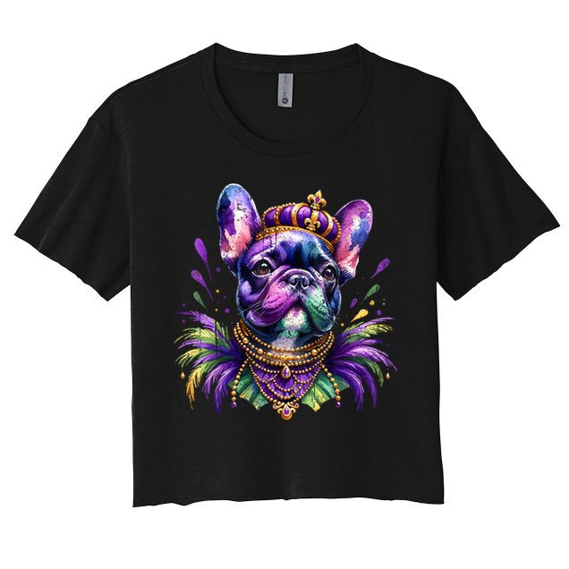 French Bulldog Owners With Mardi Gras Watercolor Dog Lovers Gift Retro Crop Top