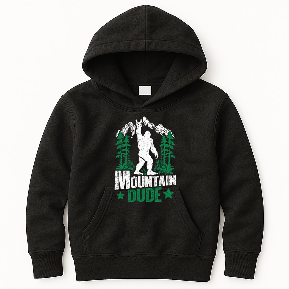 Funny Bigfoot Outdoor Adventures Mountain Dude Kids Hoodie