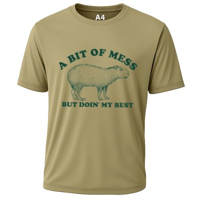 Funny Bit Of A Mess Capybara Meme Graphic For Women Cooling Performance Crew T-Shirt