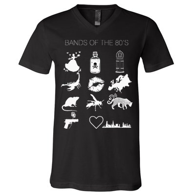 Funny Bands Of The 80S Hair Bands Rock Bands 1980S V-Neck T-Shirt