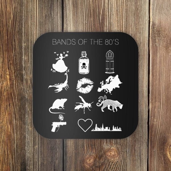 Funny Bands Of The 80S Hair Bands Rock Bands 1980S Coaster