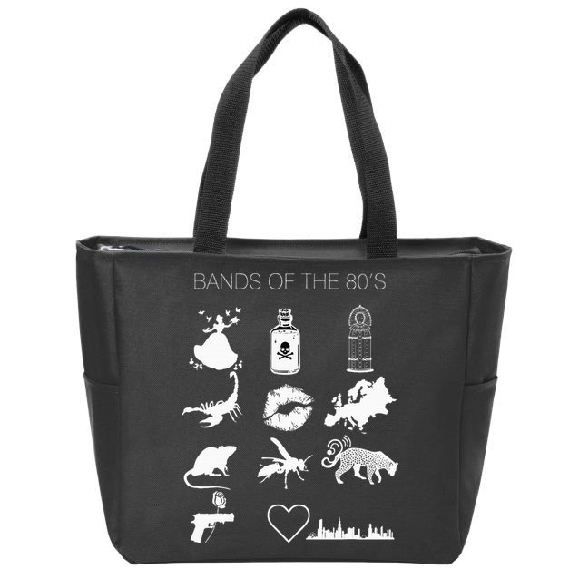 Funny Bands Of The 80S Hair Bands Rock Bands 1980S Zip Tote Bag