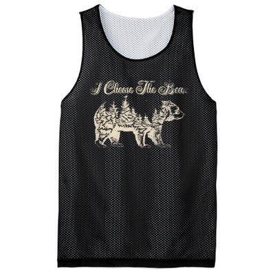 Funny Bear Over A Man I Choose The Bear Mesh Reversible Basketball Jersey Tank