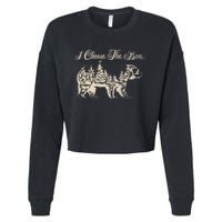 Funny Bear Over A Man I Choose The Bear Cropped Pullover Crew