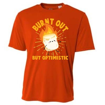 Funny Burnt Out But Optimistic Marshmallow Cooling Performance Crew T-Shirt