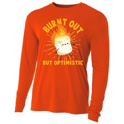 Funny Burnt Out But Optimistic Marshmallow Cooling Performance Long Sleeve Crew