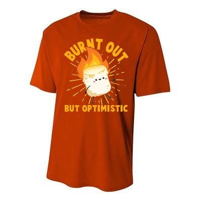 Funny Burnt Out But Optimistic Marshmallow Performance Sprint T-Shirt