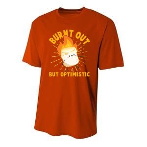 Funny Burnt Out But Optimistic Marshmallow Youth Performance Sprint T-Shirt